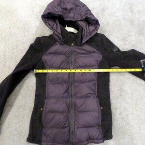 Halifax Traders Black Gray Hybrid Puffer Fleece Jacket Removable Hood Sz Small